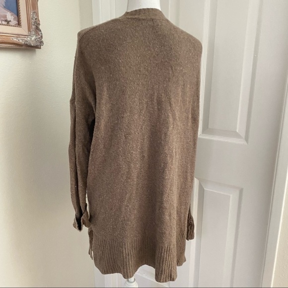 Ruby Moon Oversized Relaxed Open Front Brown Cardigan 2 Front Pockets As Is - Picture 4 of 7